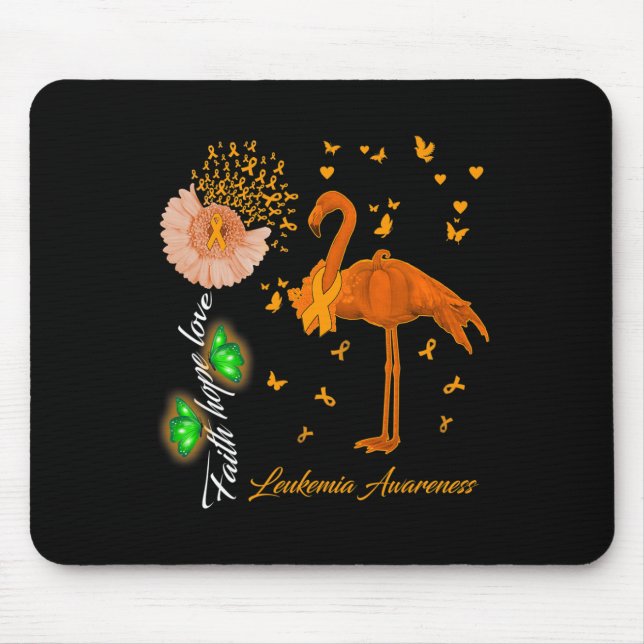 Flamingo Faith Hope Love Leukaemia Awareness  Mouse Pad (Front)
