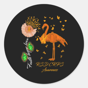 Flamingo Faith Hope Love Rsd Crps Awareness  Classic Round Sticker