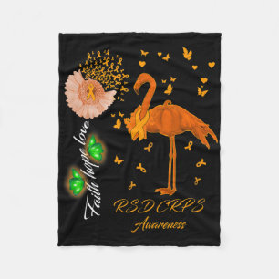 Flamingo Faith Hope Love Rsd Crps Awareness  Fleece Blanket