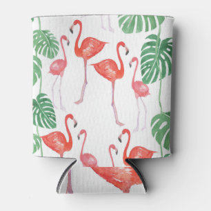 Flamingo Family: Watercolor Wonder Can Cooler