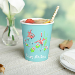 Flamingo Fandango Duo 2 Happy Birthday Paper Cups