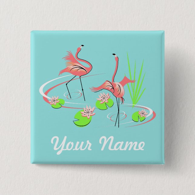 Flamingo Fandango Duo 2 Name button square (Front)