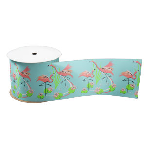 Flamingo Fandango Duo ribbon satin Satin Ribbon