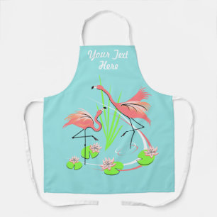 Flamingo Fandango Duo Text all over apron