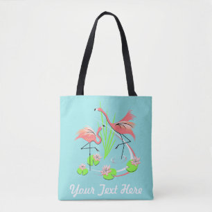 Flamingo Fandango Duo Text all over multi back Tote Bag
