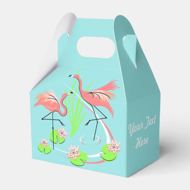 Flamingo Fandango Duo Text favour box (Front Side)