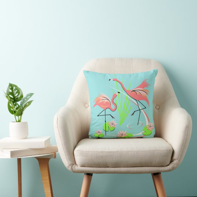 Flamingo Fandango Duo throw pillow multi back (Chair)