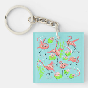 Flamingo Fandango keychain acrylic square