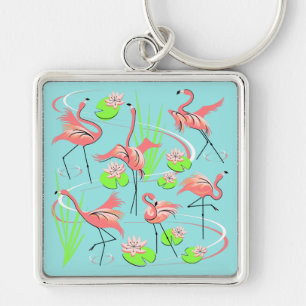Flamingo Fandango keychain premium square