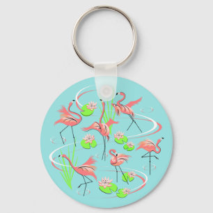 Flamingo Fandango keychain round