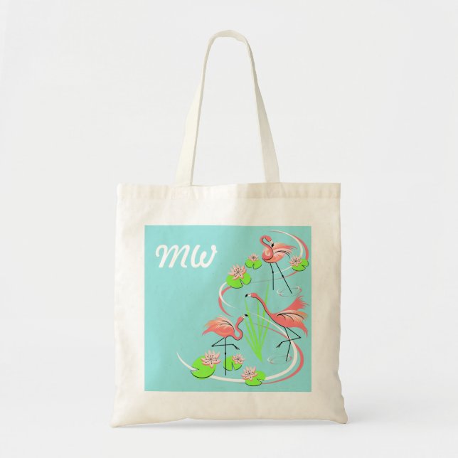 Flamingo Fandango Monogram tote bag (Front)