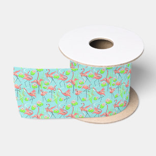 Flamingo Fandango Multi ribbon satin