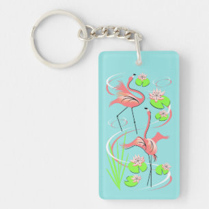 Flamingo Fandango Name keychain rectangle