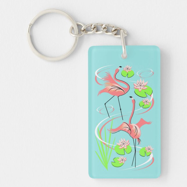 Flamingo Fandango Name keychain rectangle (Front)