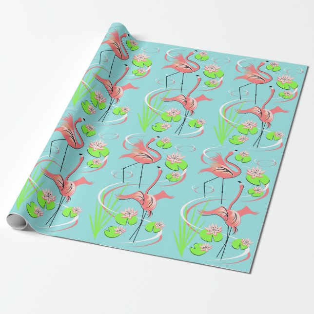 Flamingo Fandango Slim Duo gift wrap (Unrolled)