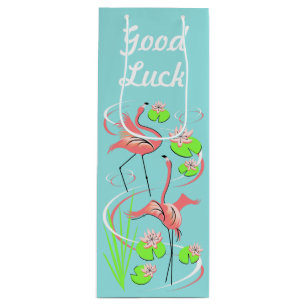 Flamingo Fandango Slim Duo Good Luck wine Wine Gift Bag