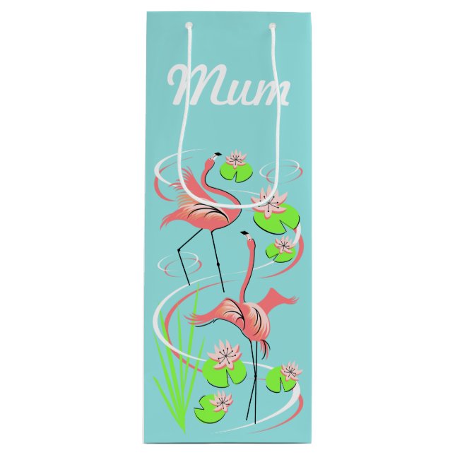Flamingo Fandango Slim Duo Mum wine Gift Bag (Front)