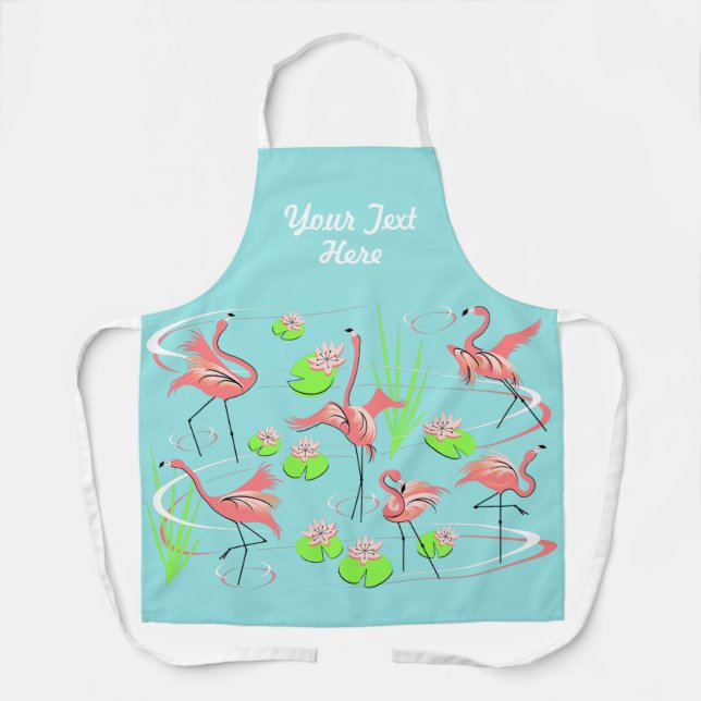 Flamingo Fandango Text all over apron (Front)
