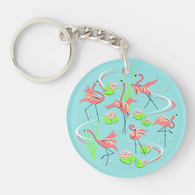 Flamingo Fandango Text keychain acrylic round (Front)