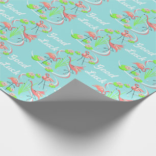 Flamingo Fandango Trio Good Luck gift wrap