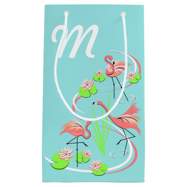Flamingo Fandango Trio Monogram gift bag small (Front)