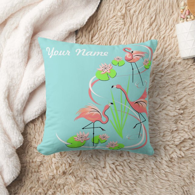 Flamingo Fandango Trio Name throw pillow (Blanket)