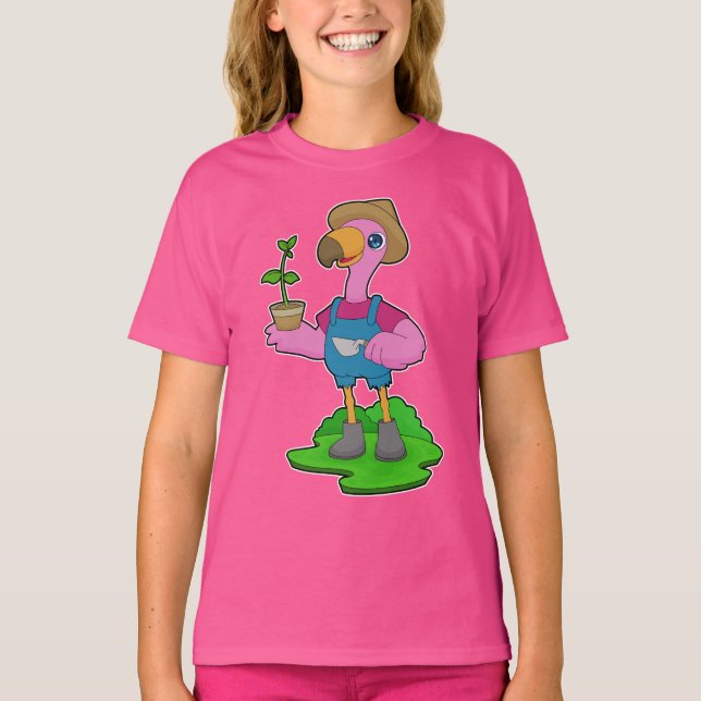 Flamingo Farmer Plant T-Shirt (Front)