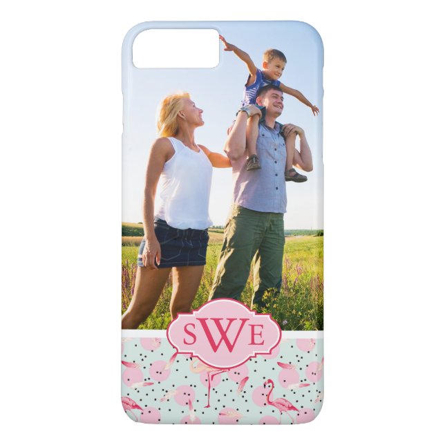 Flamingo Feathers & Dots | Monogram Case-Mate iPhone Case (Back)