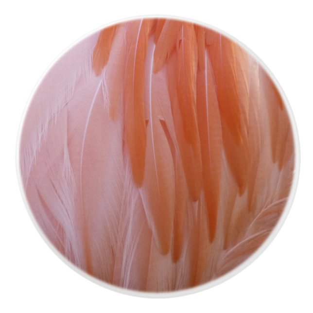 Flamingo Feathers in Shades of Pink Ceramic Knob (Front)
