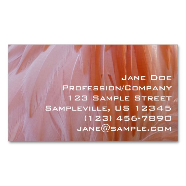 Flamingo Feathers in Shades of Pink Magnetic Business Card (Front)