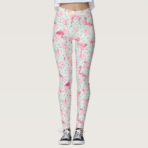 Flamingo Feathers On Polka Dots 2 Leggings