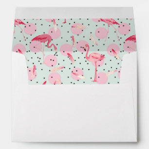 Flamingo Feathers On Polka Dots Envelopes