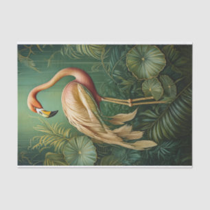 Flamingo Feathery Finery, Elegant Botanical Tissue Paper