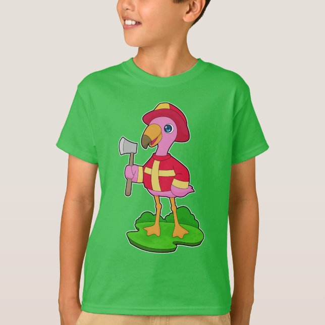 Flamingo Firefighter Ax T-Shirt (Front)