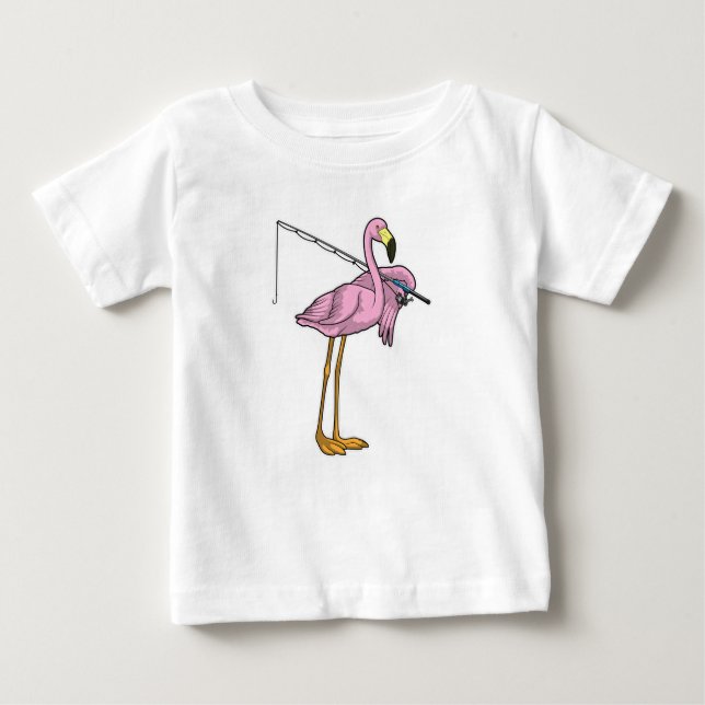 Flamingo Fishing Fisher Fishing rod Baby T-Shirt (Front)