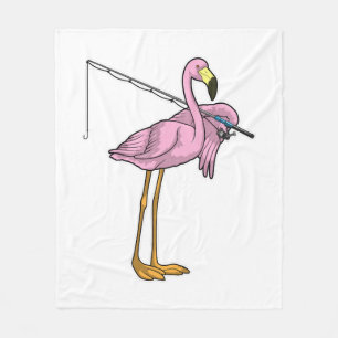 Flamingo Fishing Fisher Fishing rod Fleece Blanket