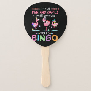 Flamingo   Flaming Bingo Funny Hand Fan
