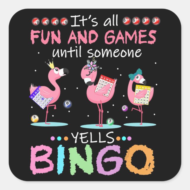 Flamingo | Flaming Bingo Funny Square Sticker (Front)