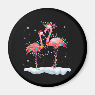 Flamingo Flamingo Christmas Tree Santa Hat Xmas Magnet