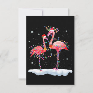 Flamingo Flamingo Christmas Tree Santa Hat Xmas Thank You Card