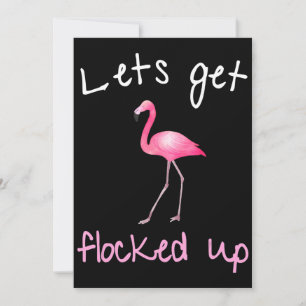 Flamingo   Flamingo - Lets Get Flocked Up Holiday Card