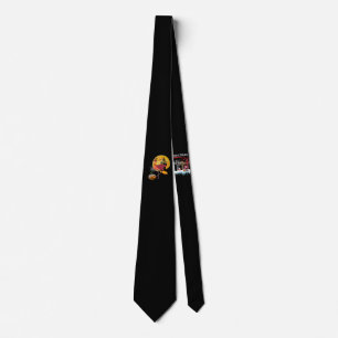 Flamingo Flamingo Riding Broom Pumpkin Halloween Tie
