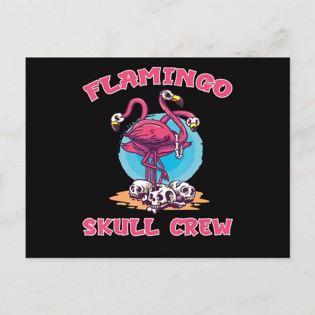 Flamingo | Flamingo Skull Crew Halloween Costume Holiday Postcard (Front)
