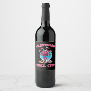 Flamingo Flamingo Skull Crew Halloween Costume Wine Label