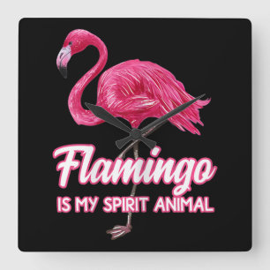 Flamingo   Flamingo Spirit Animal Tropical Bird Square Wall Clock