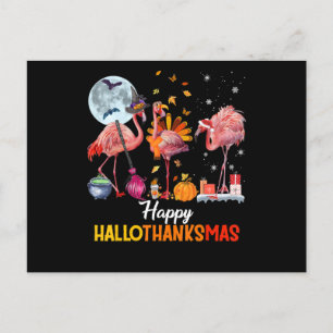 Flamingo Flamingo Thanksgiving Halloween Christmas Holiday Postcard