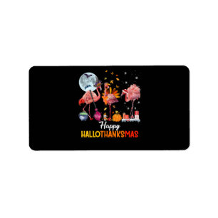 Flamingo Flamingo Thanksgiving Halloween Christmas Label