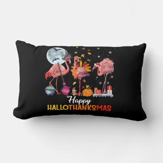 Flamingo|Flamingo Thanksgiving Halloween Christmas Lumbar Cushion (Front)