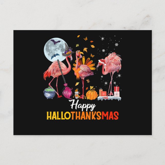 Flamingo|Flamingo Thanksgiving Halloween Christmas Postcard (Front)