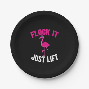 Flamingo Flamingo Weightlifting Flock Paper Plate